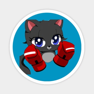 Boxing Black Cat Magnet